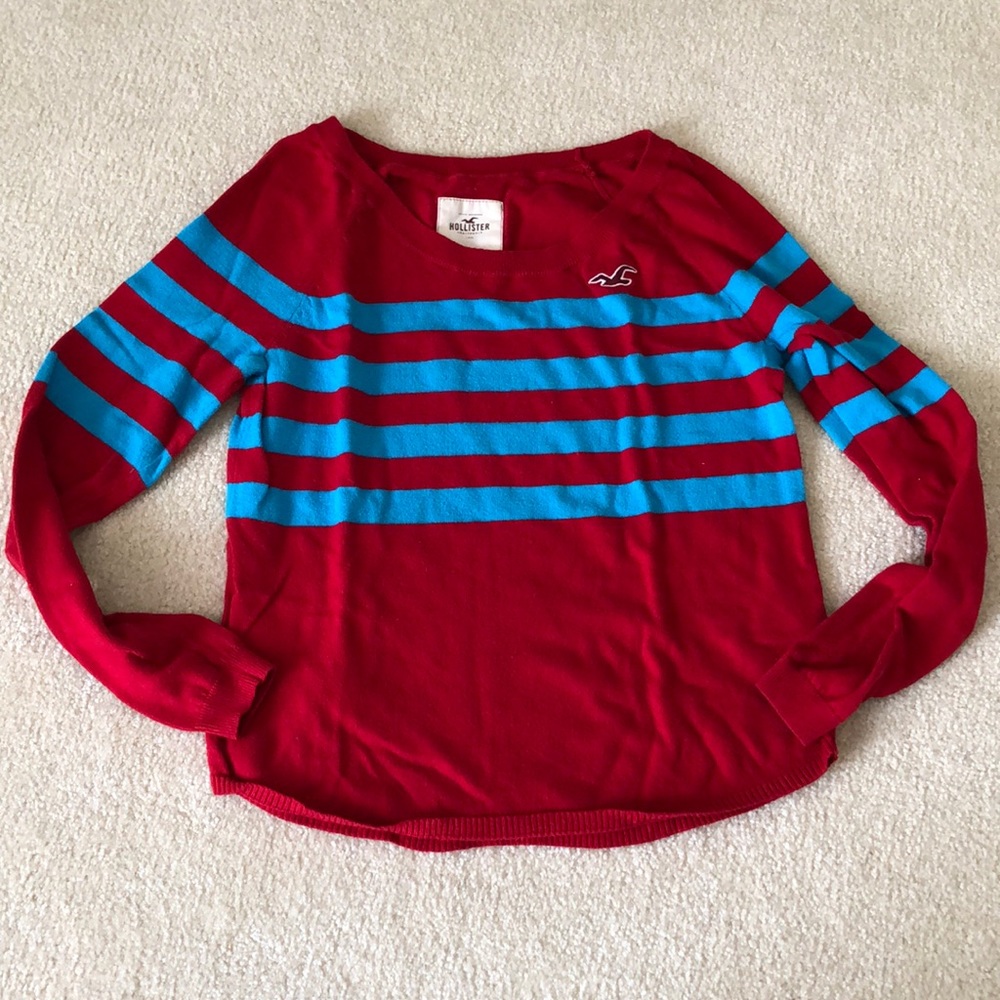 3/$20 RED & BLUE HOLLISTER STRIPED SWEATER - S